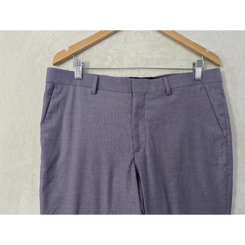 Express Performance Dress Pants Mens 33x30 Purple Extra Stretch Slim Flat Front